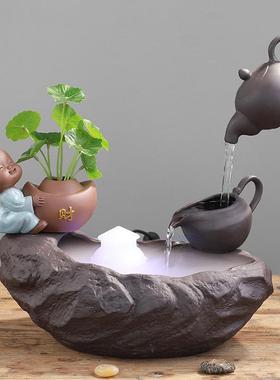 家居开业送礼鱼缸流水器摆件装饰陶瓷喷泉桌面新中式招财创意礼品