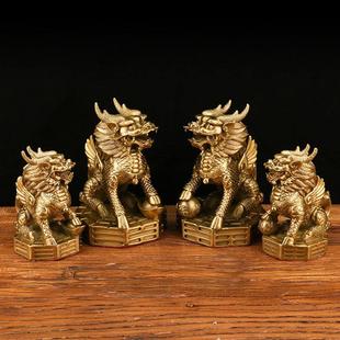 铜麒麟摆件铜八卦财富麒麟铜书卷麒麟一对八卦麒麟