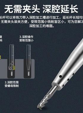 侧固式钻头连接杆小径延长杆SLD4/6/8丝锥加长杆C8C10C12