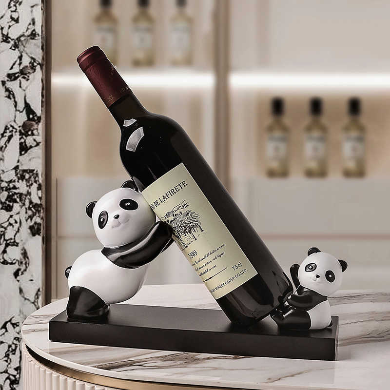 熊猫轻奢高档红酒架酒柜装饰摆件现代客厅玄关餐边柜乔迁新居