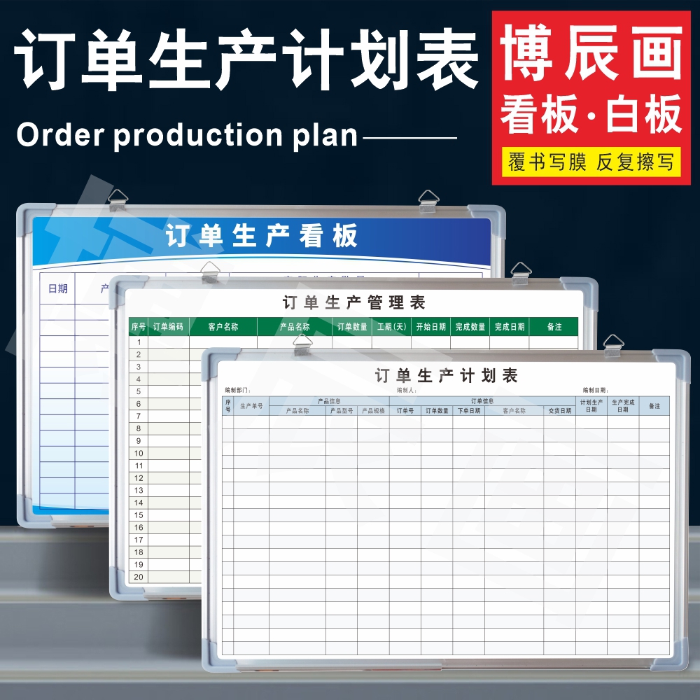 工厂车间生产计划看板订单工作项目进度管理排产日报表办公室白板