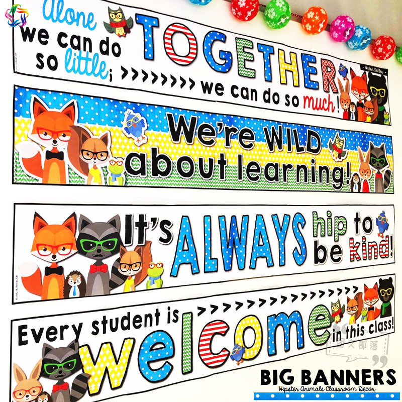 Classroom英语教室装饰横幅banner公告板大题背景主题墙面布置