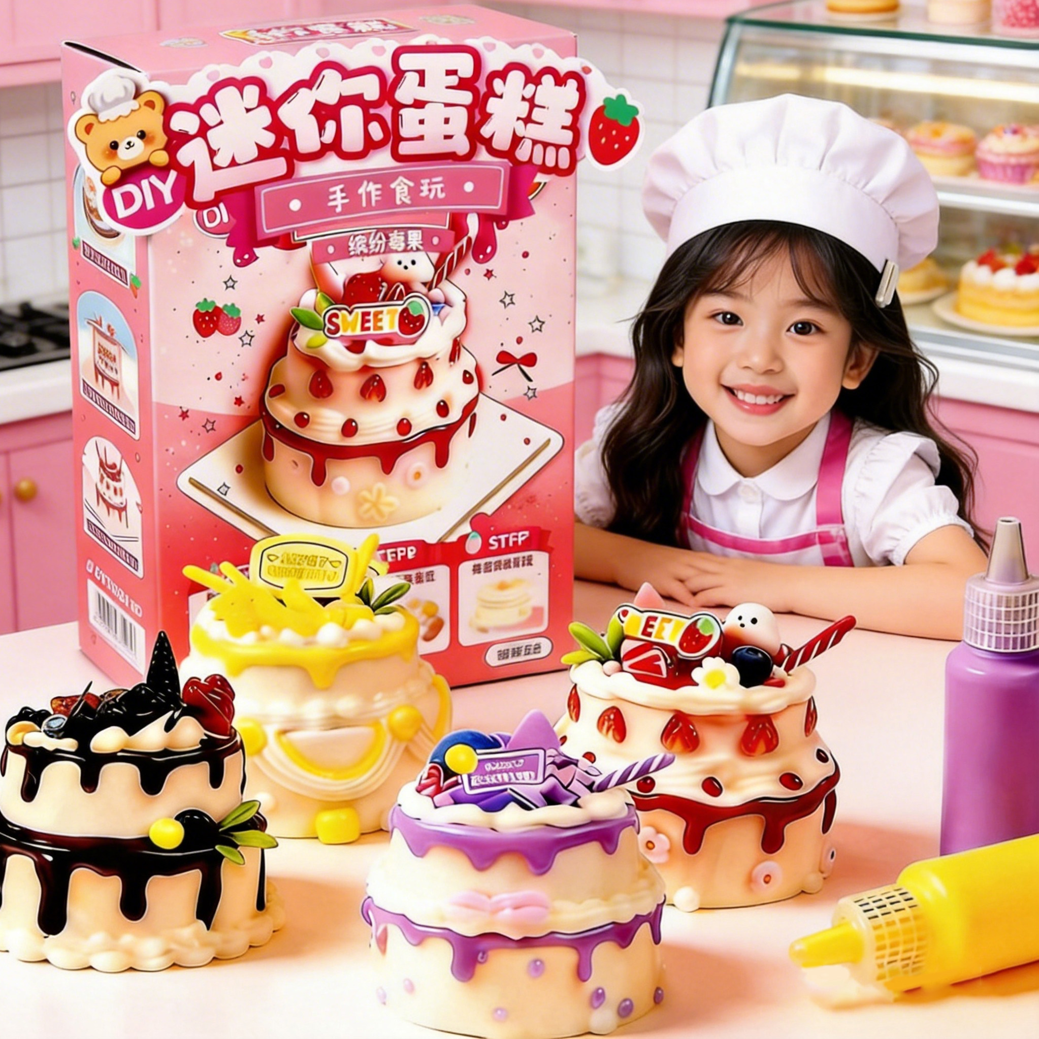迷你蛋糕手工DIY食玩材料包儿童仿真手作甜品过家家玩具生日礼物6