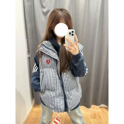 格子棉服马甲女秋冬季外穿外套