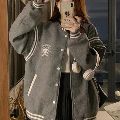 秋冬季学院风宽松慵懒棒球服外套