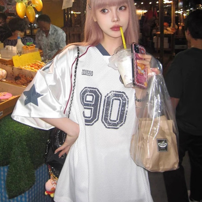 美式街头t恤女夏季半袖宽松球衣