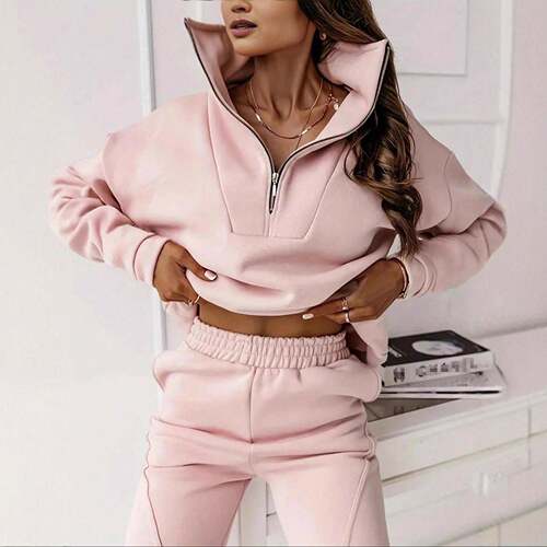 Two-piece women's solid-color casual Cozy Lounge Set