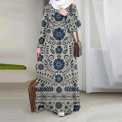 Ethnic Pattern Pocket Arabian Dress Dress for Party Club