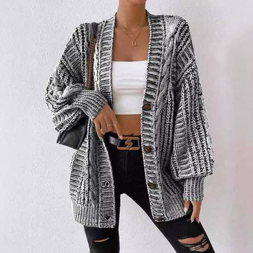 Women's Casual Loose-Fitting Sweater Coat Long Sleeve Drop