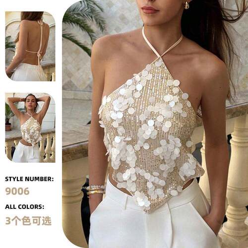 Womens Fashionable Sexy Backless Halter Slim Top with