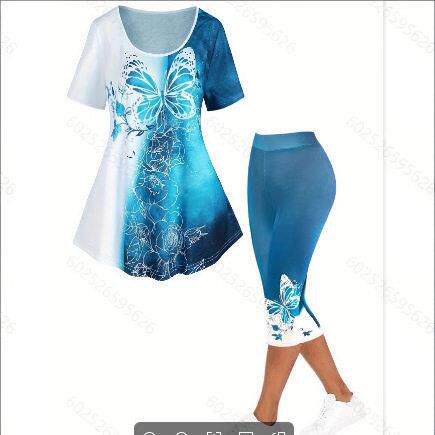 Plus Size Womenswear Colorblock Butterfly Floral Print