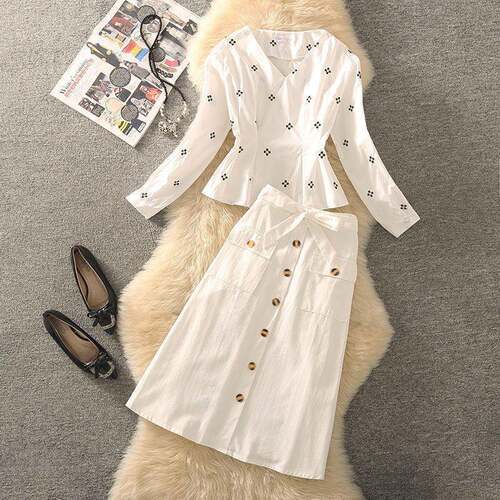 High-Waisted Slim Fitted Knee-Length Belted Button Pockets