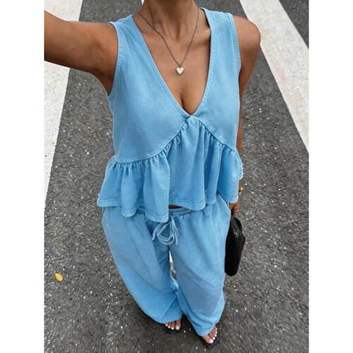 Womens Fashion TwoPiece Set Outfit Snowflake TieDye Design