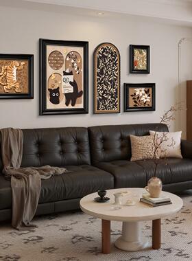 中沙古客厅装饰画 画法式覆古发背景FDY6411墙画 挂画艺术组风合