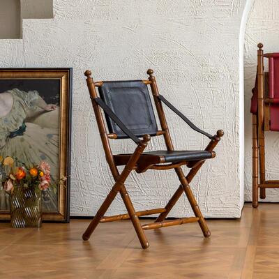 北欧轻木狩猎椅真牛皮躺椅设计师奢折台折叠飞机叠扶手中古阳休闲