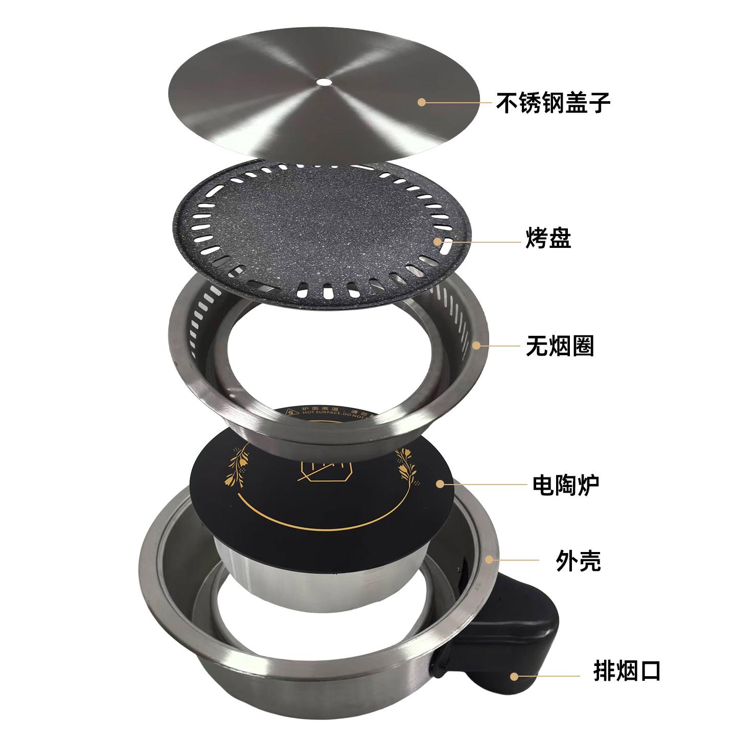 商用排烟电烤炉式烧烤炉dkl013韩302烤盘电陶炉分体下沉式下95无