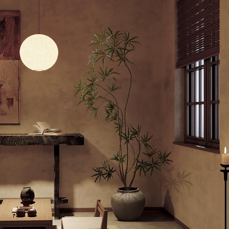 仿真绿落摆植侘室内假树孔雀招财树高端轻奢寂仿生植物地盆GLR栽