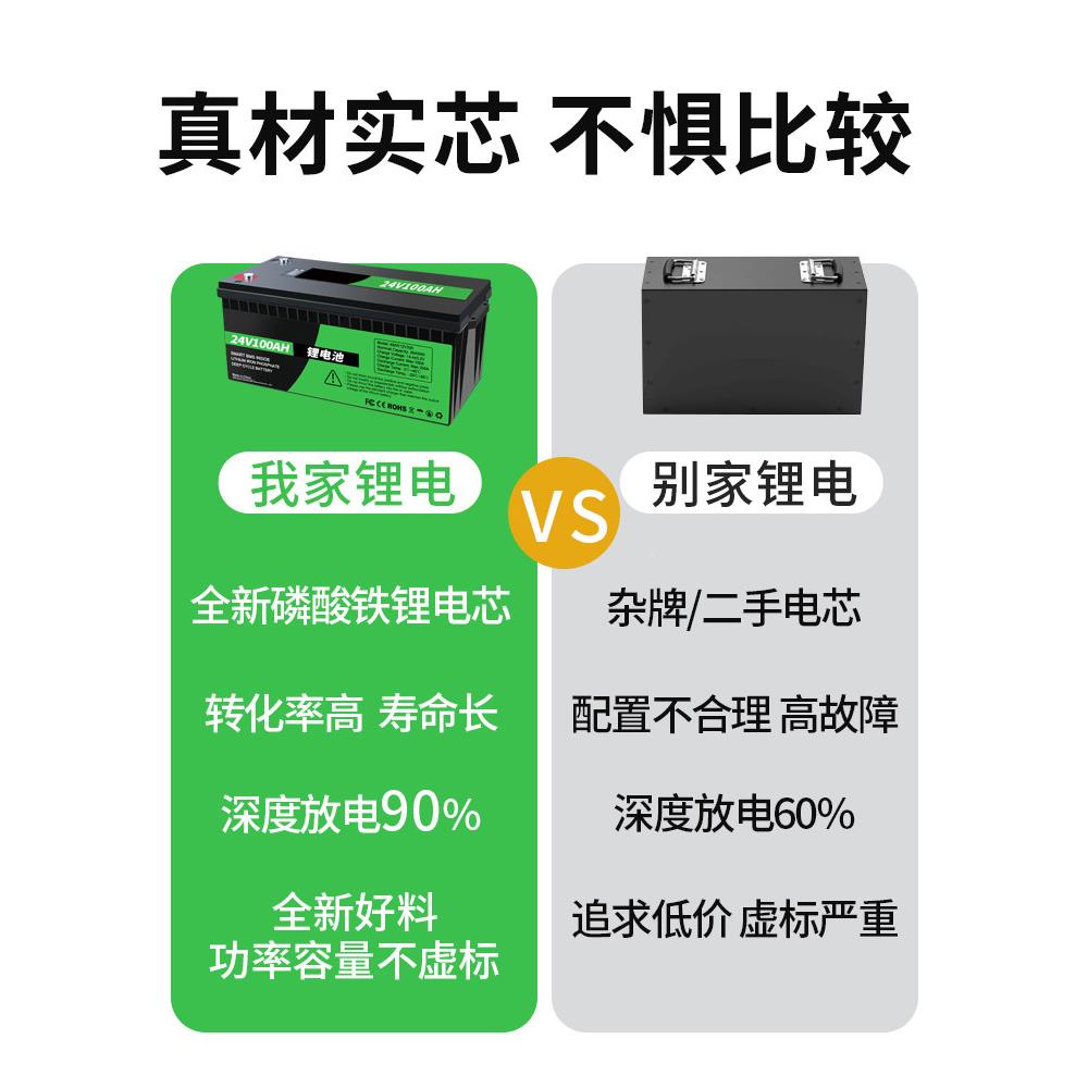 太能专用阳12V蓄电池户外储能4铁8v100电A瓶供UKF电大容量磷酸锂