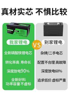 太能专用阳12V蓄电池户外储能4铁8v100电A瓶供UKF电大容量磷酸锂