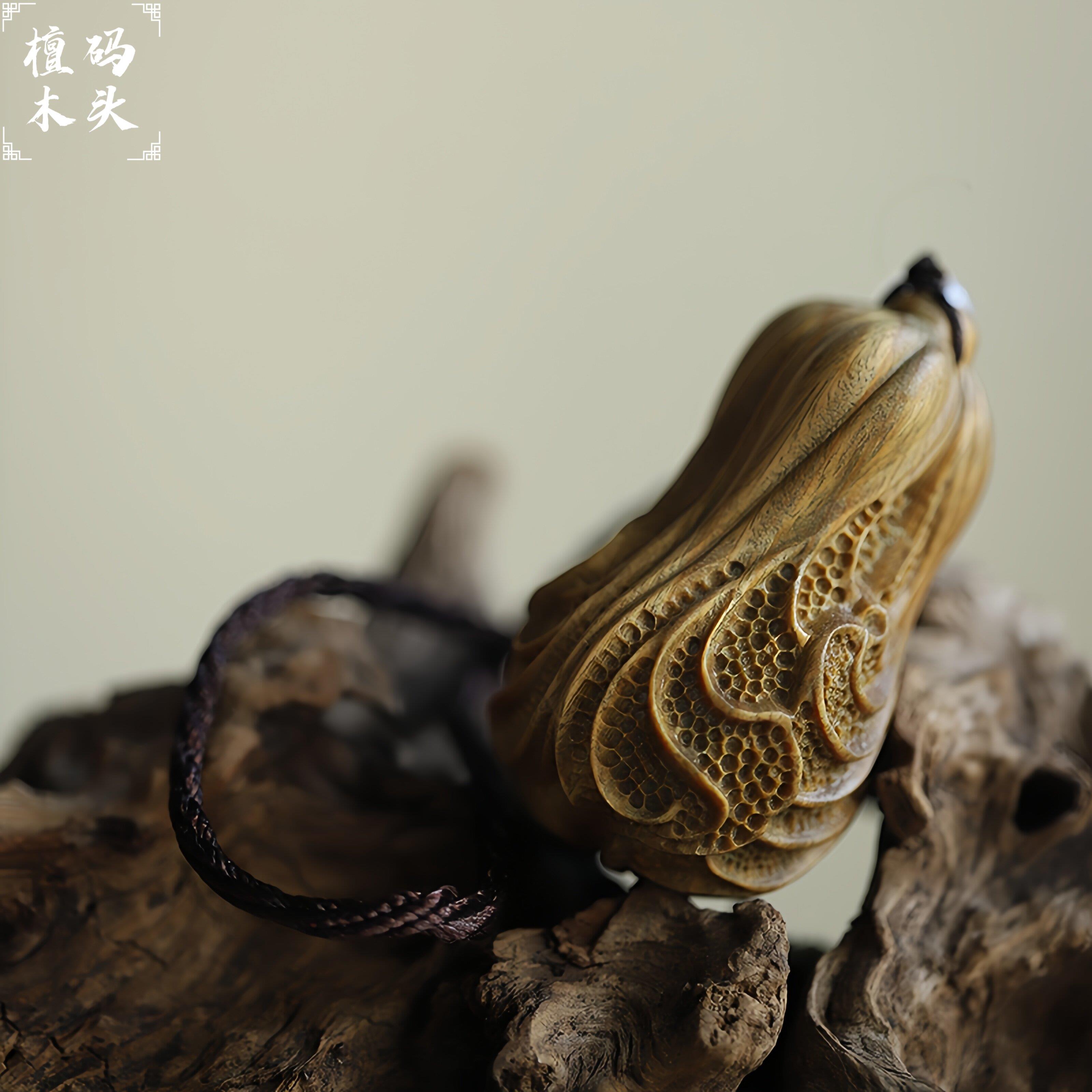 HXC檀木雕绿刻白菜玩百吉祥手把件文玩实木质财发财招财高端收藏