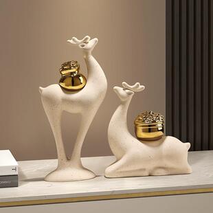 乔朋迁新居物送创意友招财麋鹿桌面装饰摆件家礼居饰品高级250207