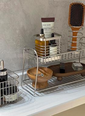 室洗漱台化妆纳品筐THZ梳妆台护肤品不锈钢间置物架浴卫生收筐托