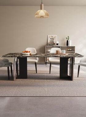 纯天餐然黑玫瑰奢石长桌74021方形餐桌华大理石家用意式轻奢奢简