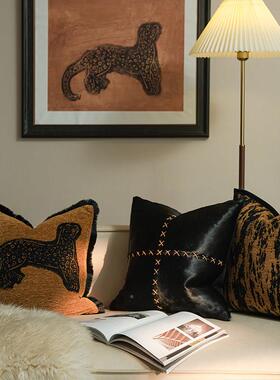 新款发高端美间拉德用风客厅沙抱枕GEV名宿样板家靠枕条纹竹子古