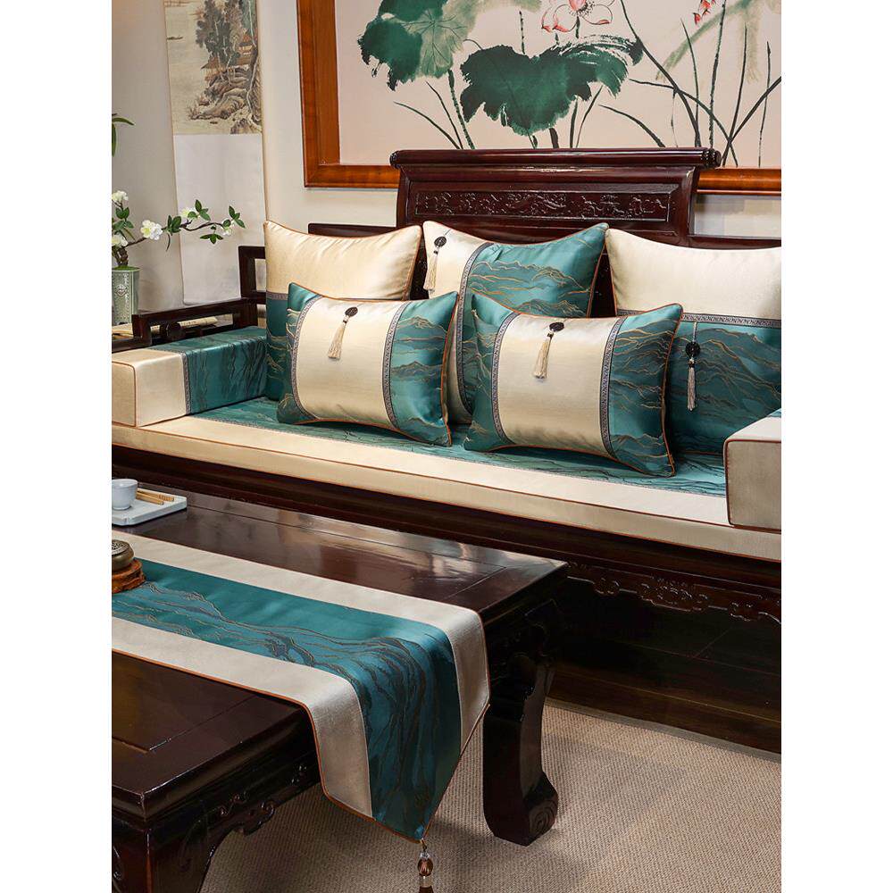 款红木沙发发坐垫套全包实木沙垫万里江山定制新中式沙发垫新罩四