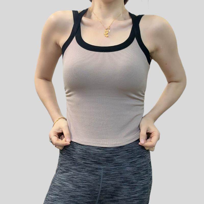 上可拆罗纹胸垫交叉美背带背女外穿心显瘦吊紧身内搭运动瑜伽衣收,运动/瑜伽/健身/球迷用品,瑜伽背心,淘宝优惠券,粉丝福利购,淘宝优惠卷