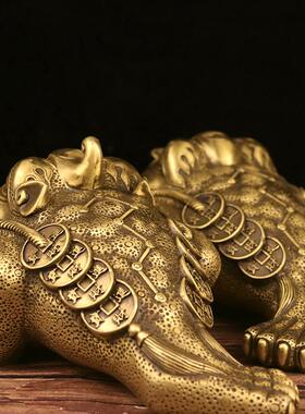 风水铜器七纯铜对星金蟾公母金蟾qs0809sl一招财三足串钱雌雄蟾蜍