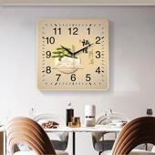 方形钟客厅B1211卧室办公室静创音时钟免打挂孔约简迎客松装 饰画