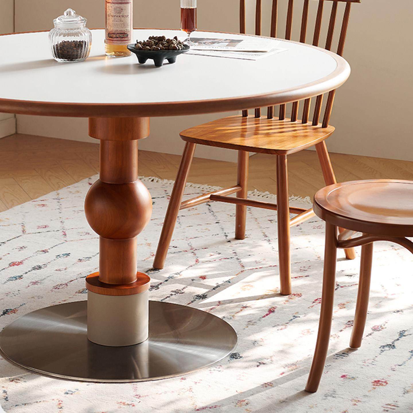 古中风圆桌复金属腿圆中古风圆古形小户型餐桌红包豪斯实木北欧岩,住宅家具,岩板餐桌,淘宝优惠券,粉丝福利购,淘宝优惠卷