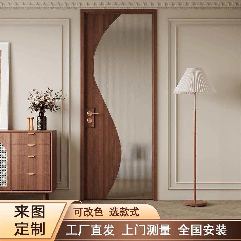 卫生间门推拉门法式复古胡桃木色铝合金玻璃门浴室厕所门