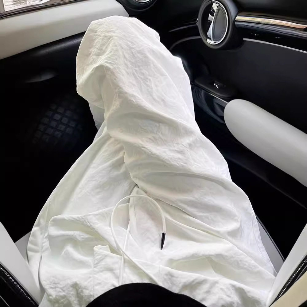 白色弯刀运动裤女夏季薄款宽松慵懒松弛感山本裤小个子冰丝阔腿裤