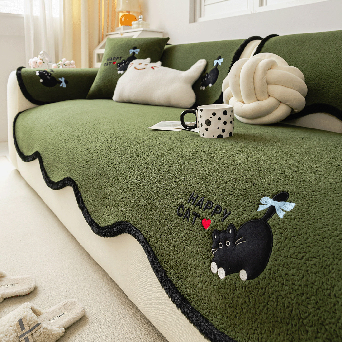 卡通简约雪尼尔沙发垫2026新款四季通用固定防滑防猫抓沙发垫套罩,居家布艺,沙发垫,淘宝优惠券,粉丝福利购,淘宝优惠卷