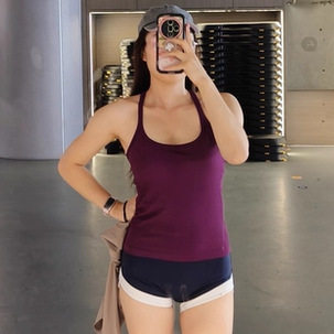 女瑜伽服上衣新防震速干健身文胸弹力工字带胸垫运动背心