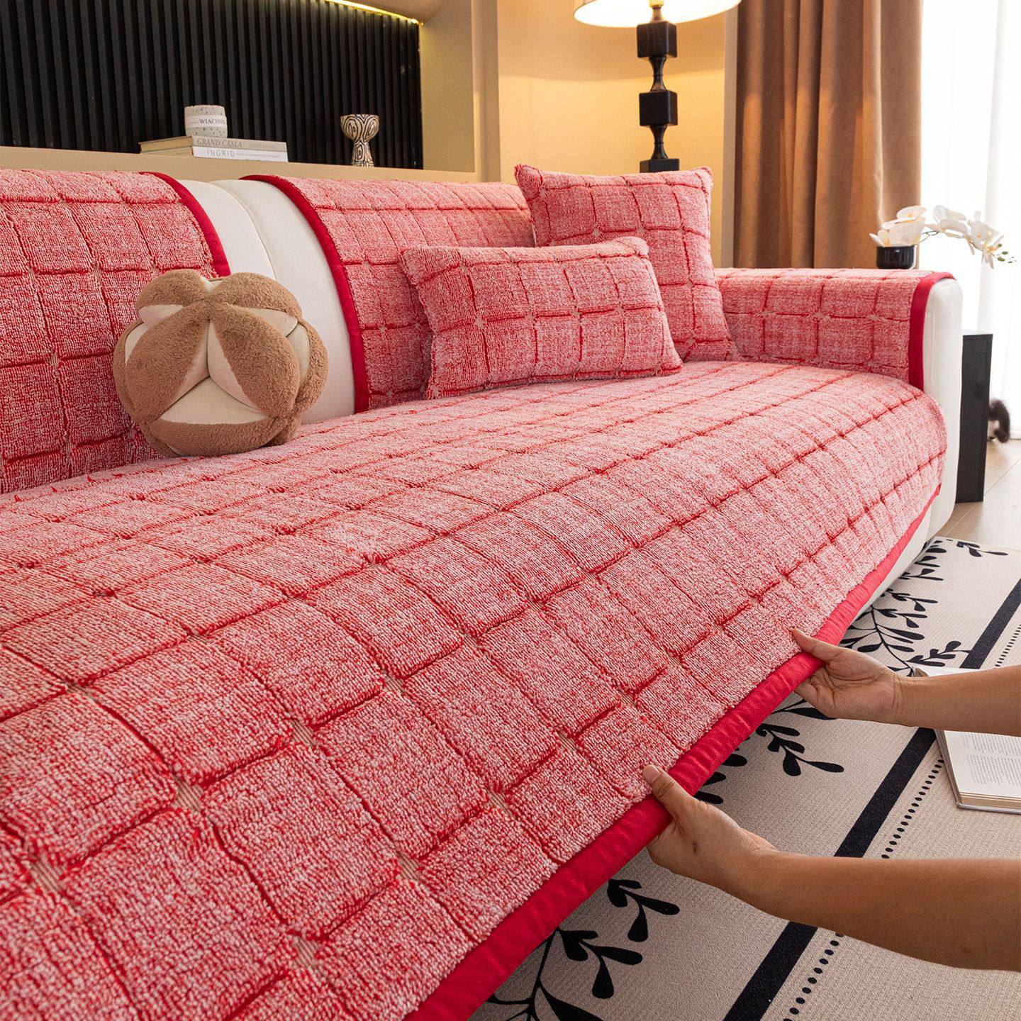 简约风加厚保暖舒棉绒沙发垫2026新款秋冬款防滑坐垫沙发套罩盖布,居家布艺,沙发垫,淘宝优惠券,粉丝福利购,淘宝优惠卷