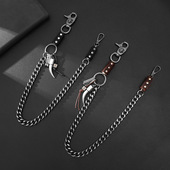 欧美新款 嘻哈街头潮搭合金链条钥匙扣圆环独角配饰男女牛仔裤 腰链