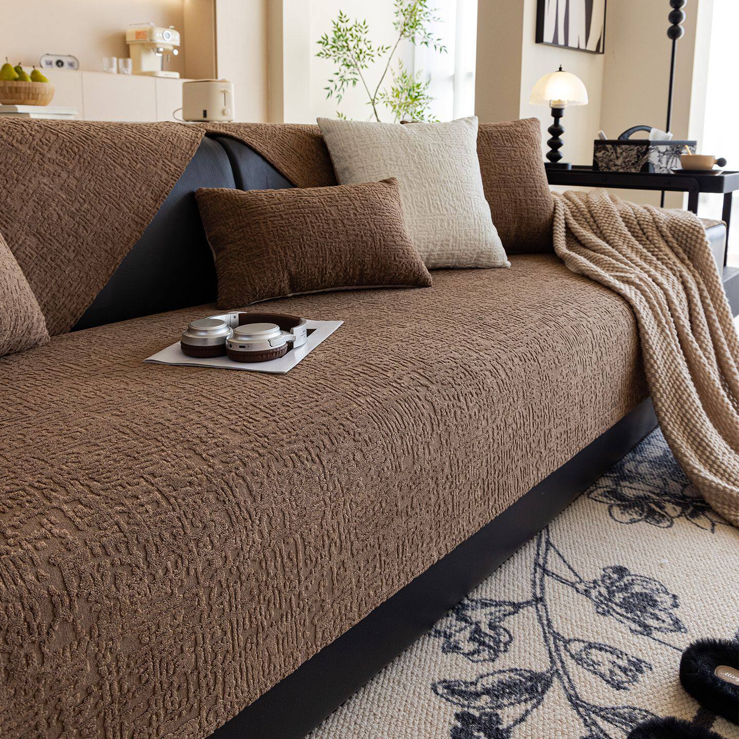 轻奢高级感雪尼尔沙发垫2026新款四季通用防滑直排皮沙发坐垫套罩