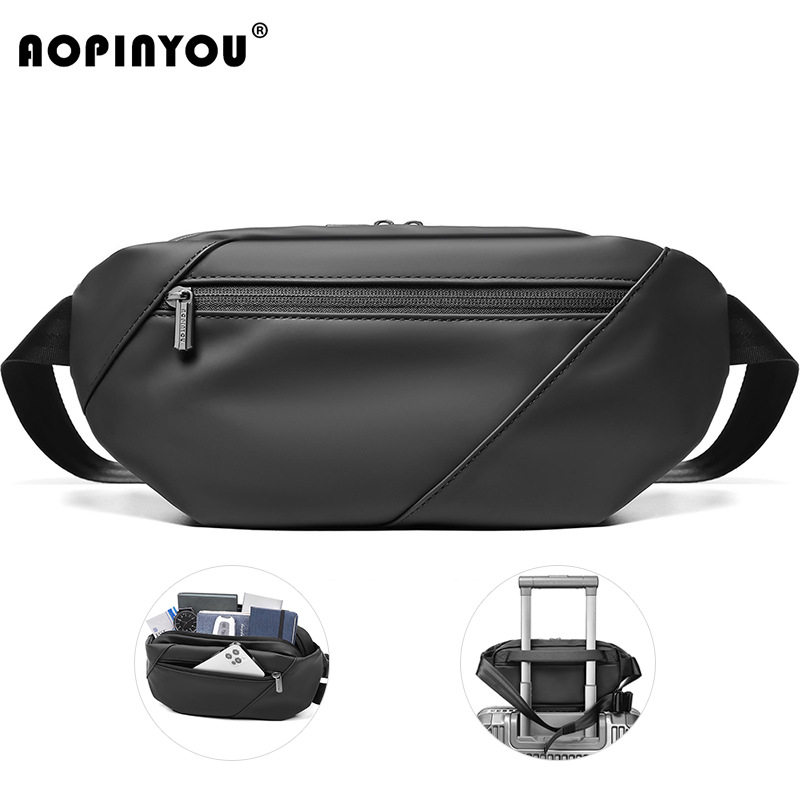 新款单肩斜跨腰包男款运动机能包胸包潮流时尚斜挎包多功能小包