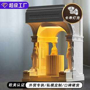 台灯轻奢融蜡灯石膏水泥圣殿复古香薰灯小夜灯床头ins风蜡烛卧室