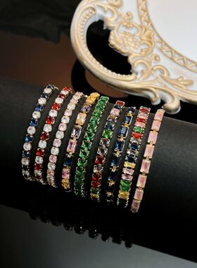 彩色锆石手链女2024年新款小众设计感ins网红时尚高级感手饰