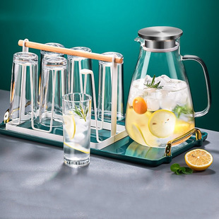 冷水壶玻璃轻奢凉水杯家用耐热防爆泡茶壶大容量耐高温凉水壶套装