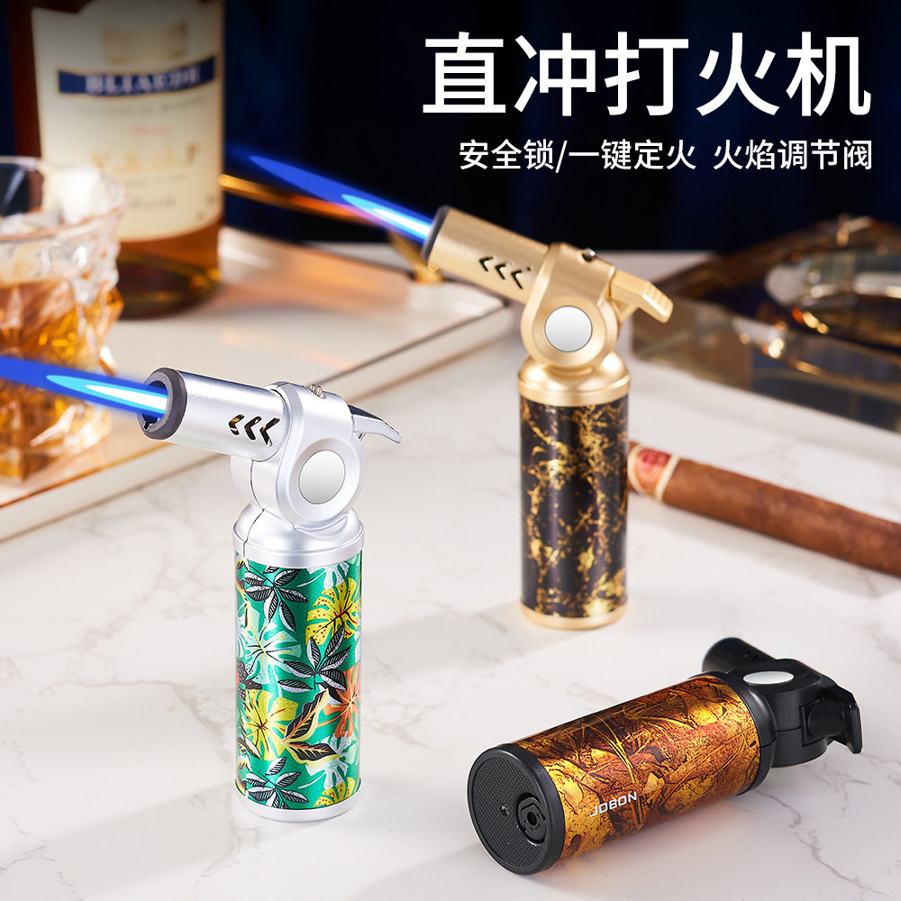 JOBON中邦充气打火机直冲蓝焰防风大喷枪雪茄艾灸户外烧烤点火器