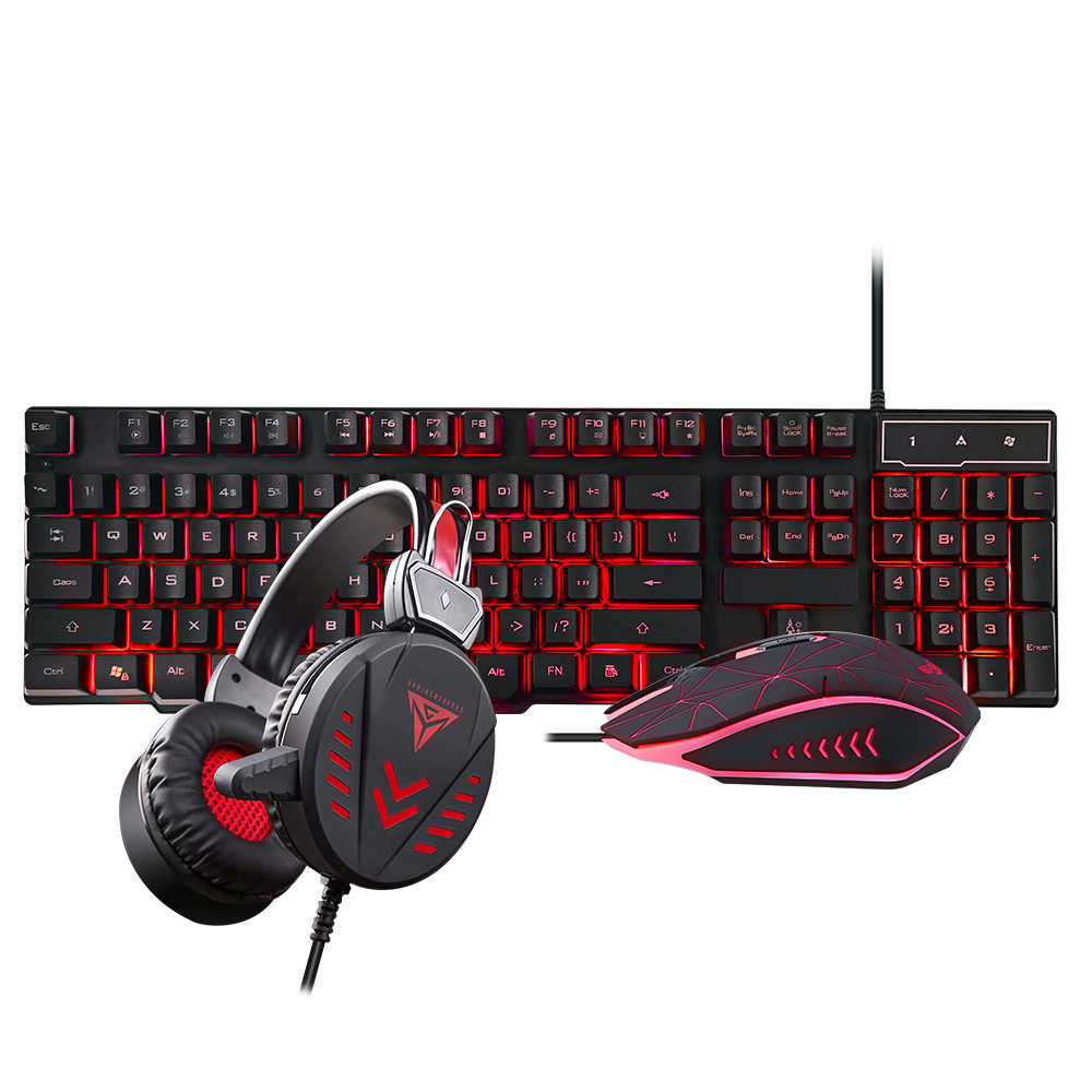 机械手感键盘鼠标套装耳机四件套游戏电脑台式有线键鼠电竞级背光