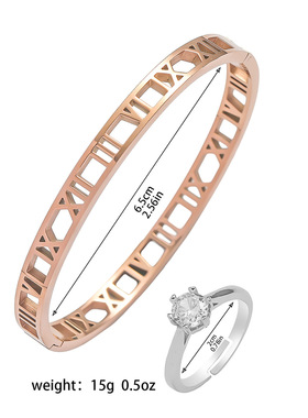 手镯女新款欧美风镂空卡扣玫瑰金手环罗马数字钛钢手镯不锈钢手环