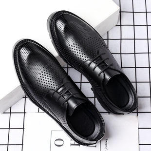 增高洞洞鞋男10cm镂空男士内增高皮鞋商务正装厚底8CM潮一件