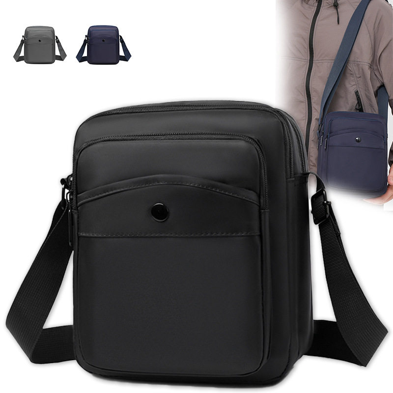 男士单肩包新款时尚潮流百搭简约斜挎包多层商务日常通勤休闲男包