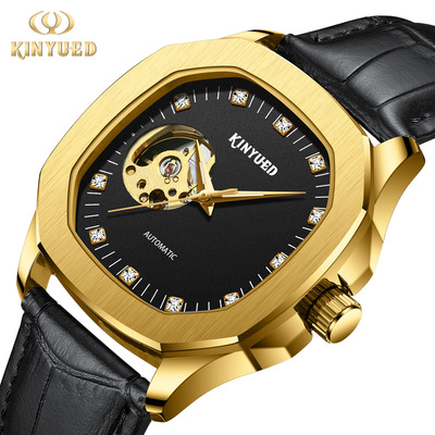 KINYUED新款男表镂空镶钻全自动机械表男士手表时尚机械手表